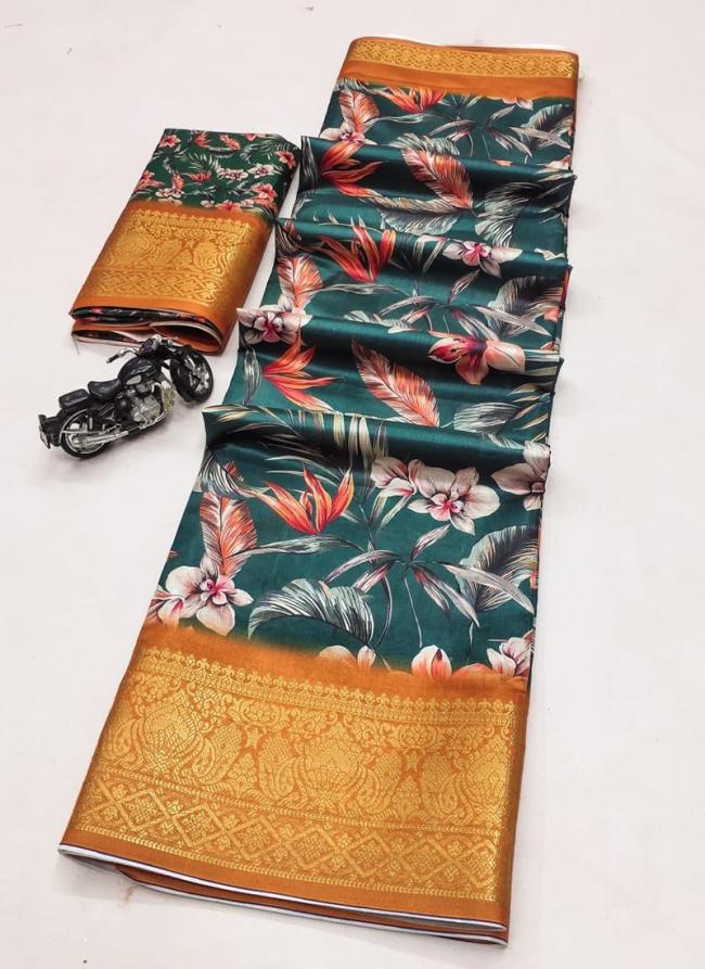 Pure Dola Silk Morpeach Traditional Wear Batik Print Saree